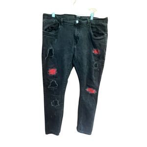 Track 23 Men’s distressed Skinny Fit Jeans Sz 42/32 Black